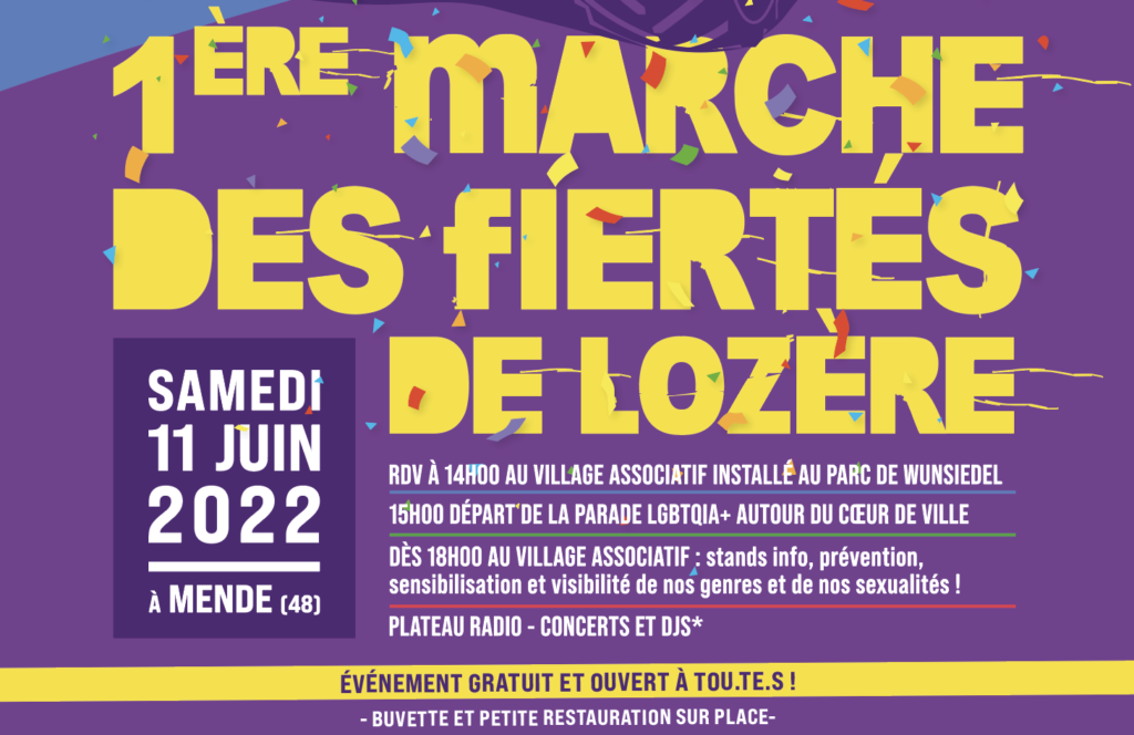 1ère Pride en Lozère (à mende) le samedi 11 juin 2022