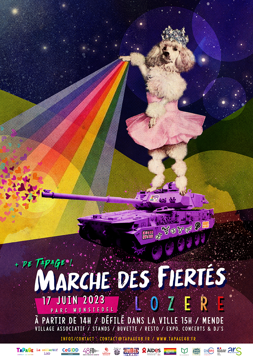 L'affiche de la Marche des Fiertés de Lozère 2023